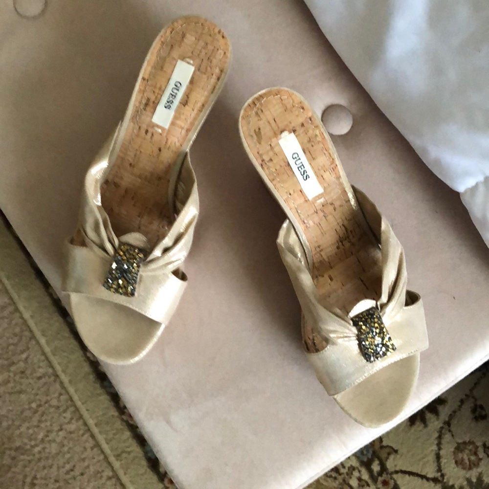 Guess sparkle wedge sandals